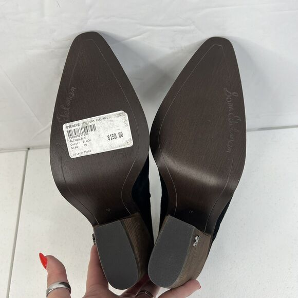 Sam Edelman Size 10 Alison Western Mule in Black Suede Evereve Stacked Heel - Picture 12 of 12